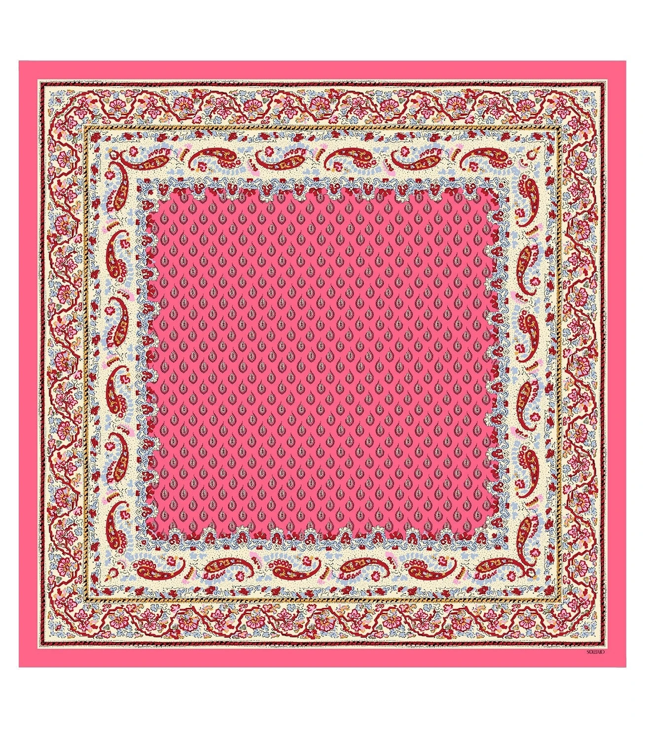 Carré En Twill De Soie PAISLEY VEGETAL Rose écru 90 X 90 Cm 1 Carré En Twill De Soie PAISLEY VEGETAL Rose écru 90 X 90 Cm