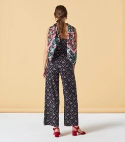 Carré En Twill De Soie PATCH HERON Noir Multico 90 X 90 Cm -Mode Vêtements Magasin pantalon albertine baux de provence.2 1