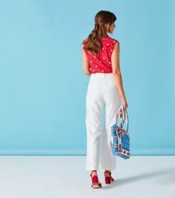 Pantalon APOLINE Ecru Bordeaux -Mode Vêtements Magasin pantalon albertine blanc.1