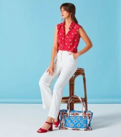 Pantalon APOLINE Ecru Bordeaux -Mode Vêtements Magasin pantalon albertine blanc.3