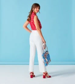 Pantalon APOLINE Ecru Bordeaux -Mode Vêtements Magasin pantalon albertine blanc.4