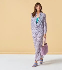 Pantalon ALBERTINE Oeillet écrue Et Lavande