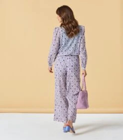 Pantalon ALBERTINE Oeillet écrue Et Lavande -Mode Vêtements Magasin pantalon albertine oeillet.1