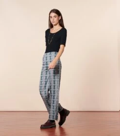 Mode Vêtements Magasin 39 Pantalon ALBERTINE Retour De Perse Petit Bleu Gris
