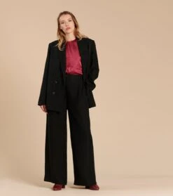 Pantalon LOUISI Cupro Jacquard Rosace Noir -Mode Vêtements Magasin pantalon louisis noir.3