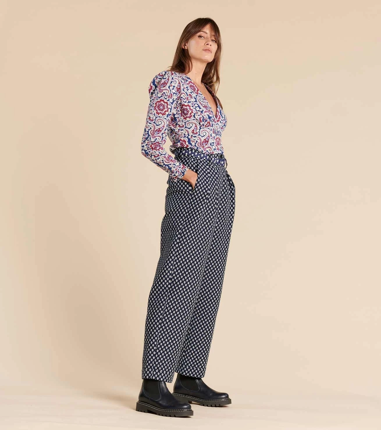 Pantalon MIRA PETIT SAPIN Bleu Blanc 2 Pantalon MIRA PETIT SAPIN Bleu Blanc – Image 2