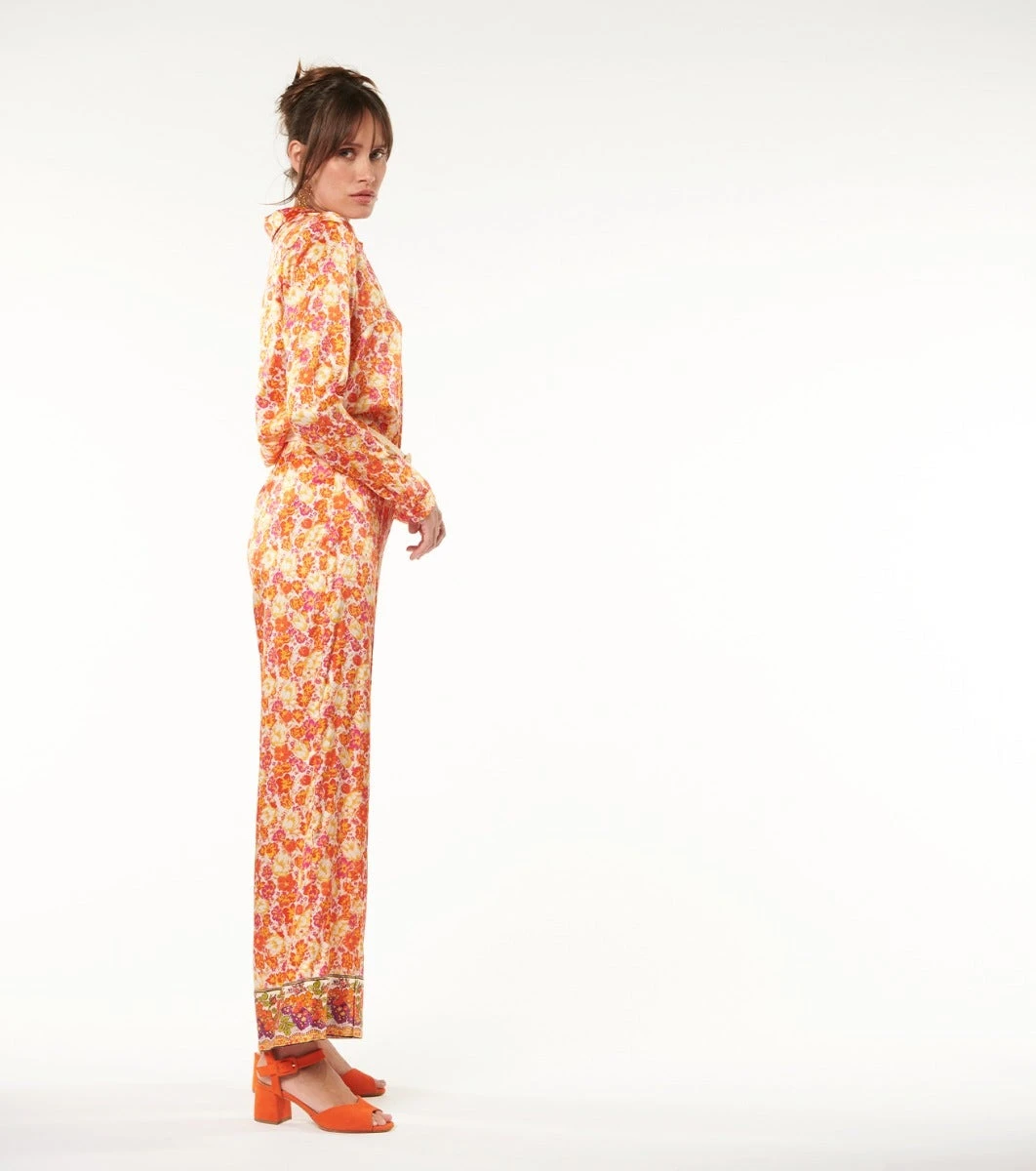 Pantalon ORIA Jardin Fleuri Orange 4 Pantalon ORIA Jardin Fleuri Orange – Image 4