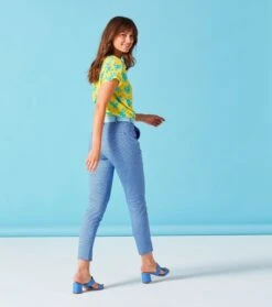 Pantalon BERTILLE Prado Bleu -Mode Vêtements Magasin pantalon prado paisley bleu3