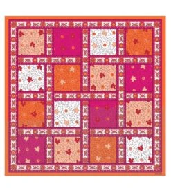 Bandana "Patch Feuille" Fuchsia 60 X 60 Cm