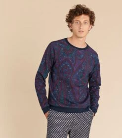 Sweat-shirt PAUL Molleton Grand Cachemire Bleu -Mode Vêtements Magasin paul grand cachemire.3