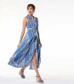 Robe ADALINE Bande Provençale Bleu Menthe -Mode Vêtements Magasin robe adaline