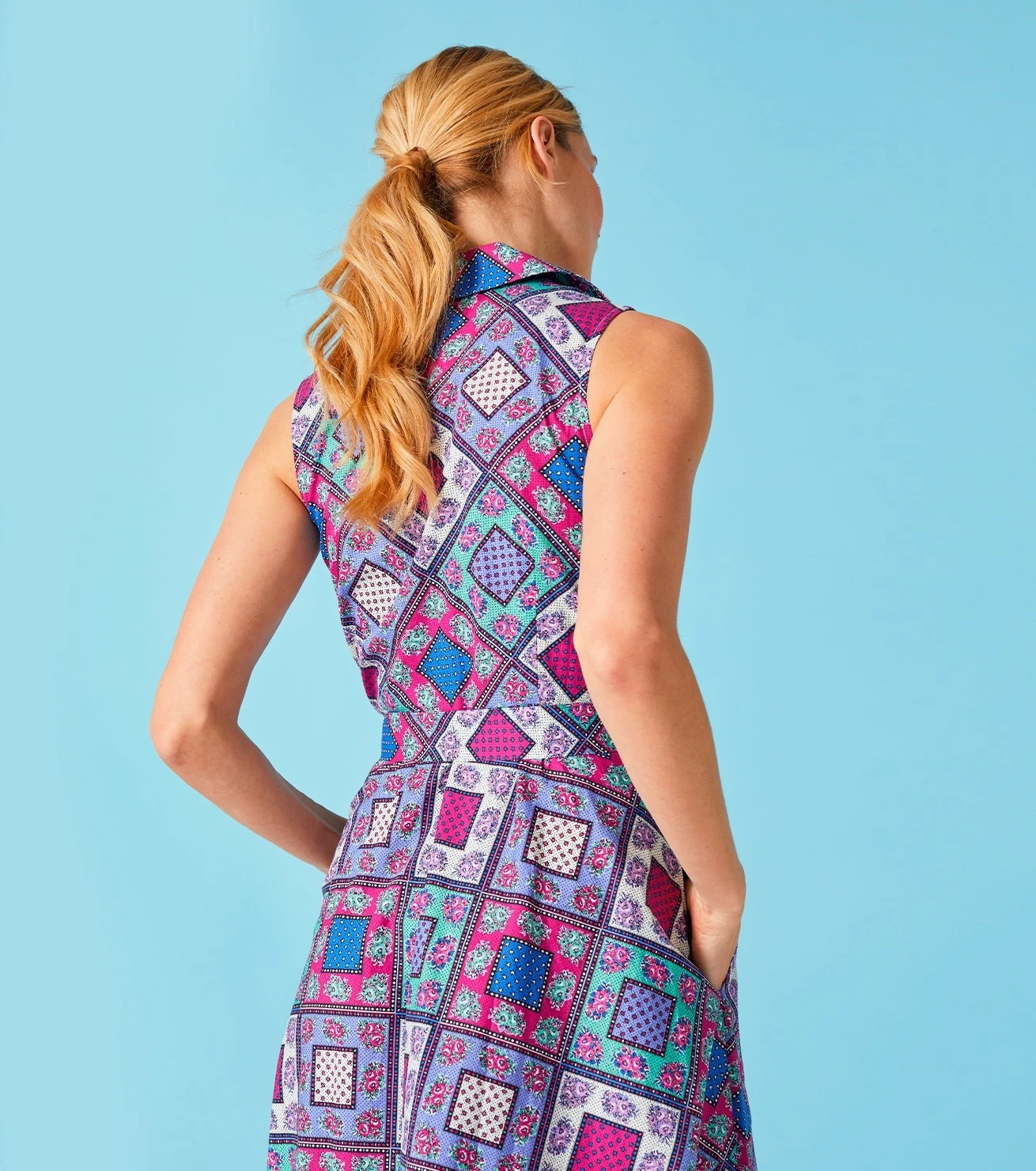 Robe ADALINE Patch Fleur Fuchsia Lavande 3 Robe ADALINE Patch Fleur Fuchsia Lavande – Image 3