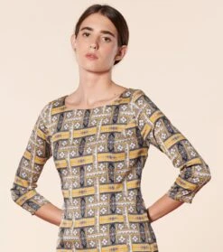 Robe ANTONELLA Retour De Perse Ocre Gris 7 Robe ANTONELLA Retour De Perse Ocre Gris -Mode Vêtements Magasin robe antonella.1