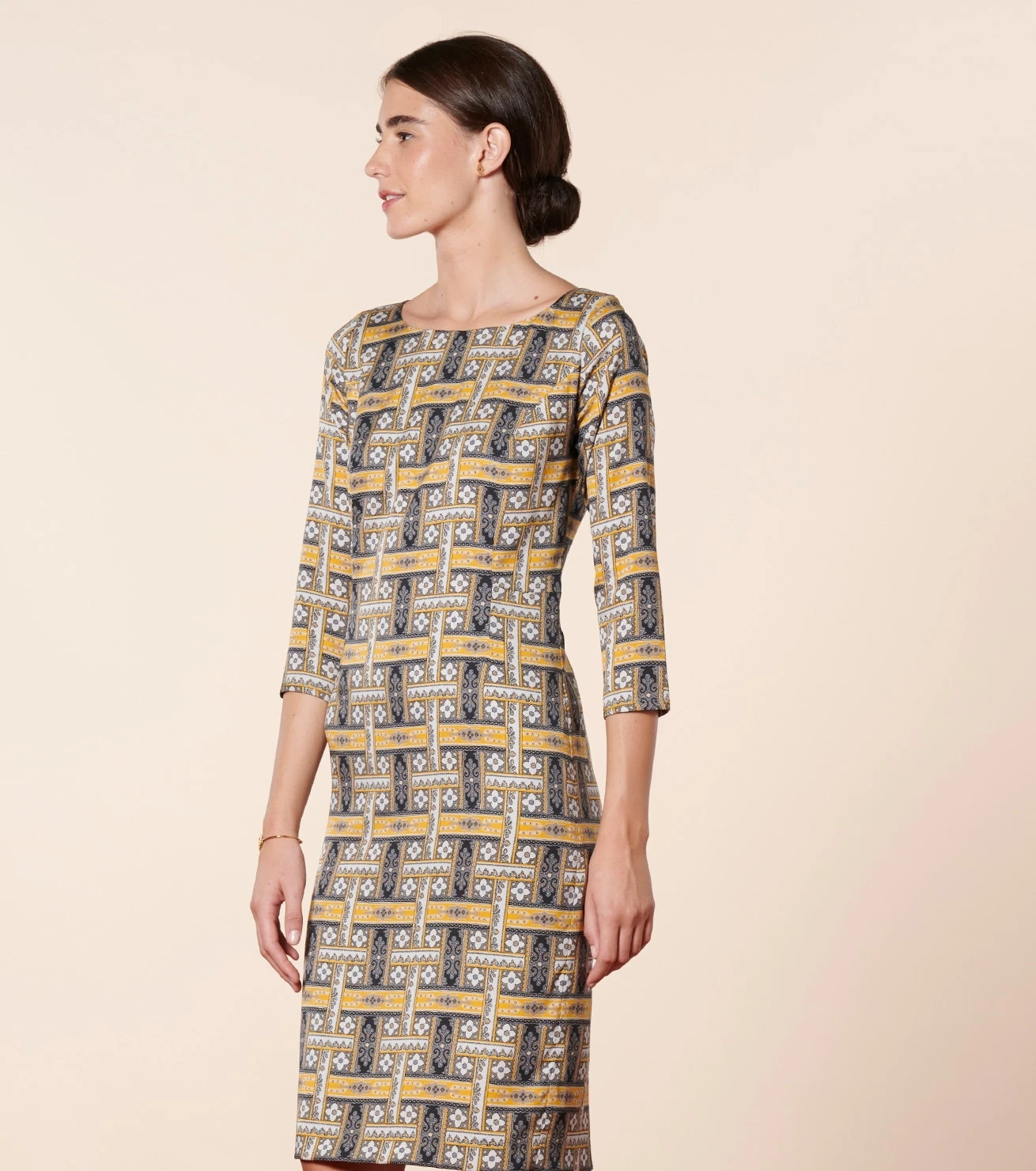 Robe ANTONELLA Retour De Perse Ocre Gris 4 Robe ANTONELLA Retour De Perse Ocre Gris – Image 4