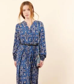 Robe BJORK Azulejos Bleu Blanc -Mode Vêtements Magasin robe bjork azulejos.4