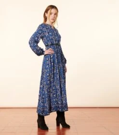 Robe BJORK Azulejos Bleu Blanc -Mode Vêtements Magasin robe bjork azulejos.5