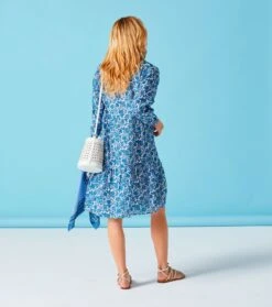 Robe BLANCHE Boutis Bleu -Mode Vêtements Magasin robe blanche boutis.1