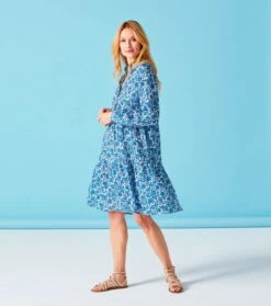 Robe BLANCHE Boutis Bleu -Mode Vêtements Magasin robe blanche boutis.2