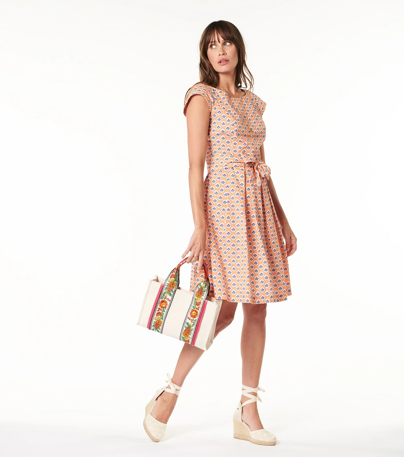 Robe BRIGITTE Fleur D'Arles Abricot 1 Robe BRIGITTE Fleur D'Arles Abricot