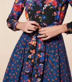 Robe CONSTANCE Les Jardins De Saint Rémy Noir Bleu -Mode Vêtements Magasin robe constance.3