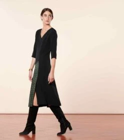 Robe ESTHER Frise Arabesque Noir Vert -Mode Vêtements Magasin robe esther.2