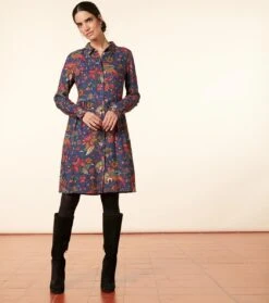 Robe FRANCE Héron Marine Fuchsia