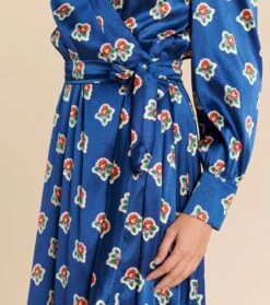 Robe ISIS Printemps En Satin De Soie Marine Et écru -Mode Vêtements Magasin robe isis.1