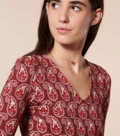 Robe JACINTHE Paisley Naïf Bordeaux -Mode Vêtements Magasin robe jacinthe.1