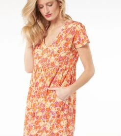 Robe JACQUELINE Jardin Fleuri Orange -Mode Vêtements Magasin robe jacqueline jardin fleuri