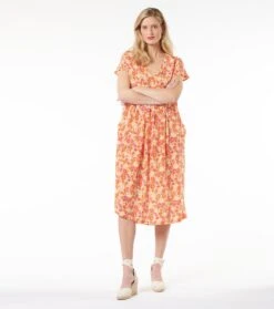 Robe JACQUELINE Jardin Fleuri Orange -Mode Vêtements Magasin robe jacqueline jardin fleuri.4