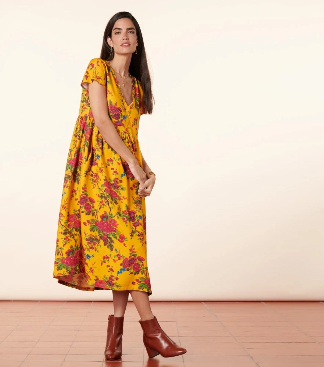 Robe JACQUELINE Jardins De Saint Rémy Ocre Rose 3 Robe JACQUELINE Jardins De Saint Rémy Ocre Rose – Image 3