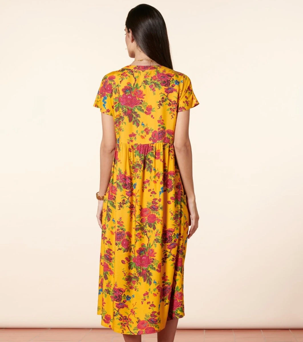 Robe JACQUELINE Jardins De Saint Rémy Ocre Rose 6 Robe JACQUELINE Jardins De Saint Rémy Ocre Rose – Image 6