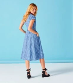 Robe JANILLE Mini Feuilles Bleu -Mode Vêtements Magasin robe janille.4