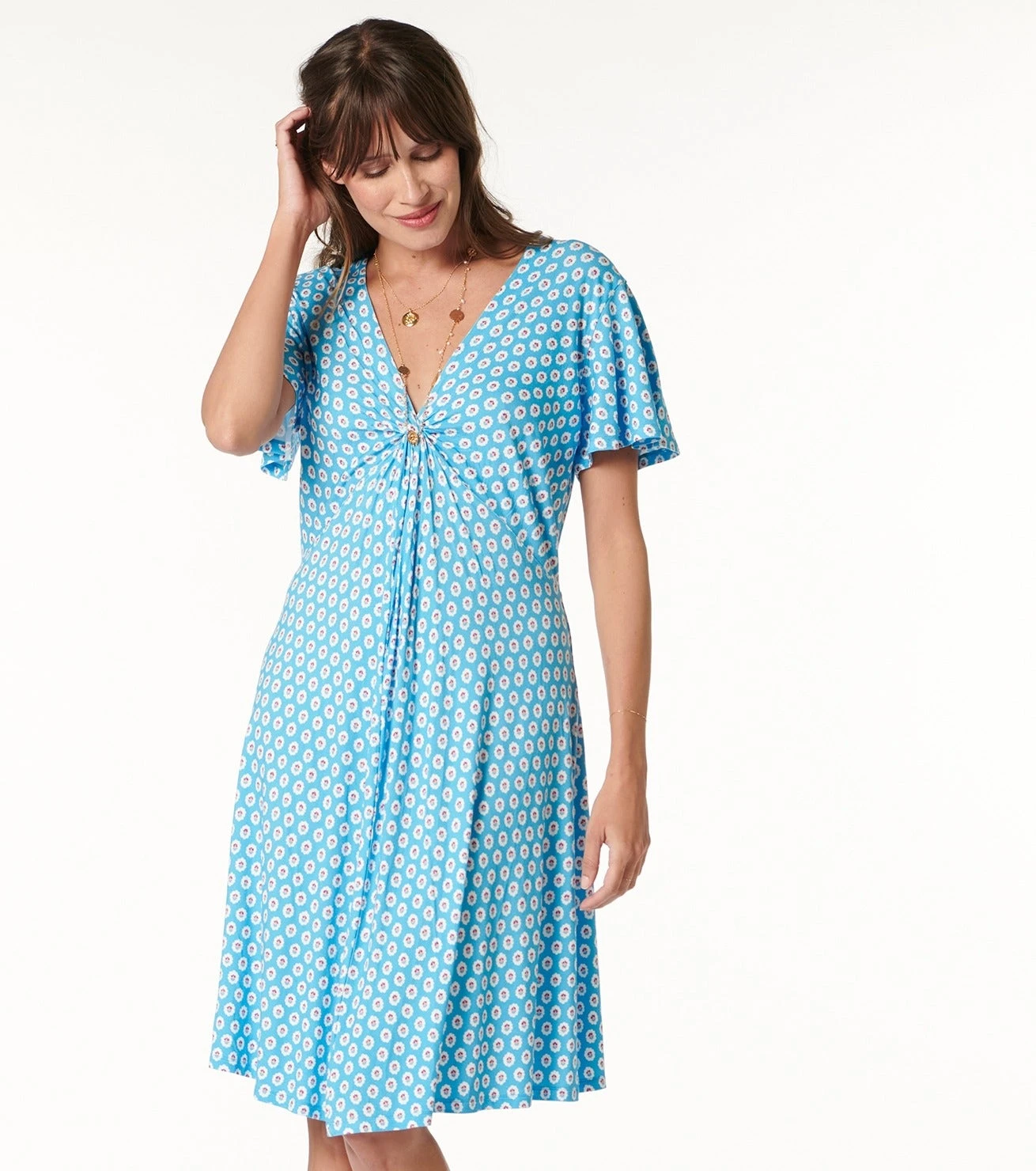 Robe JULIE Fleurs De Maussane Bleu 4 Robe JULIE Fleurs De Maussane Bleu – Image 4