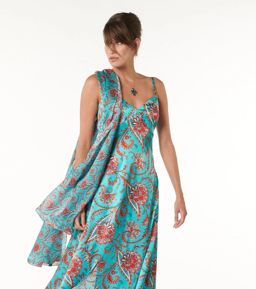 Robe KATIA Grand Persepolis Turquoise Corail 2 Robe KATIA Grand Persepolis Turquoise Corail – Image 2