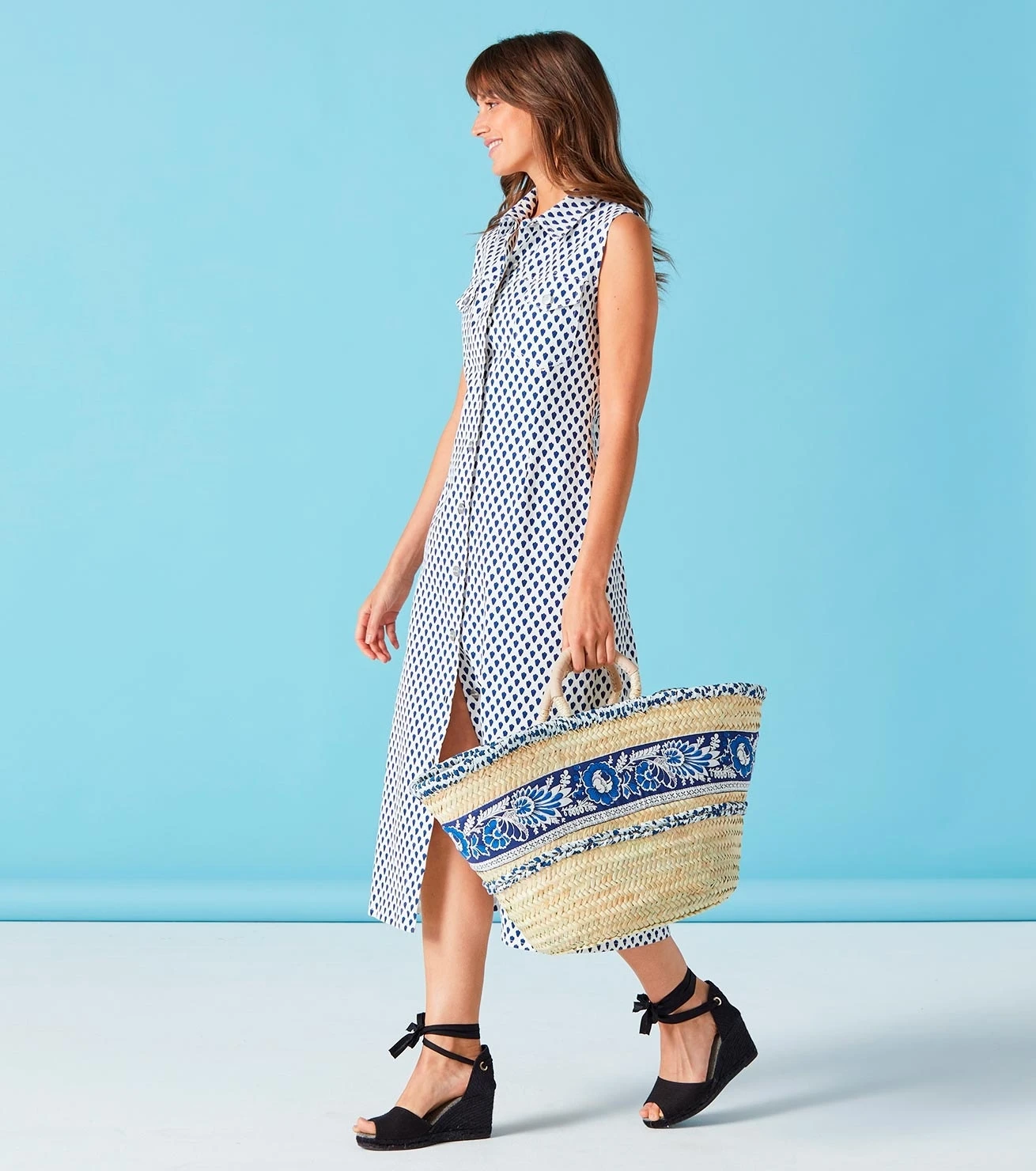 Robe LISETTE La Mouche Blanc & Indigo 4 Robe LISETTE La Mouche Blanc & Indigo – Image 4