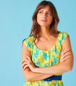 Robe LOVE Bouquet De Roses Bouton D'or Aqua -Mode Vêtements Magasin robe love bouquet de rose.4 1