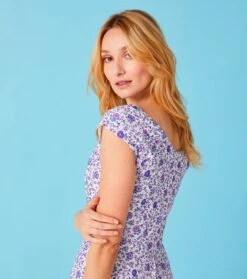 Robe MADRILENE Oeillet écru Lavande