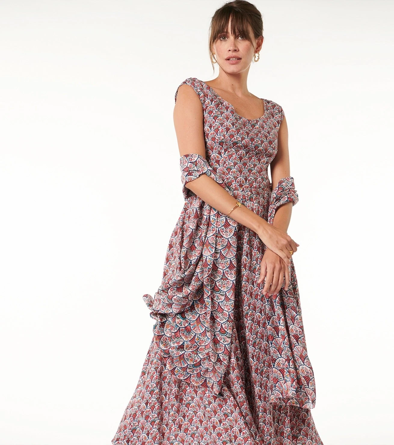 Robe MADRILENE Bouquet Bucolique écru Framboise 1 Robe MADRILENE Bouquet Bucolique écru Framboise