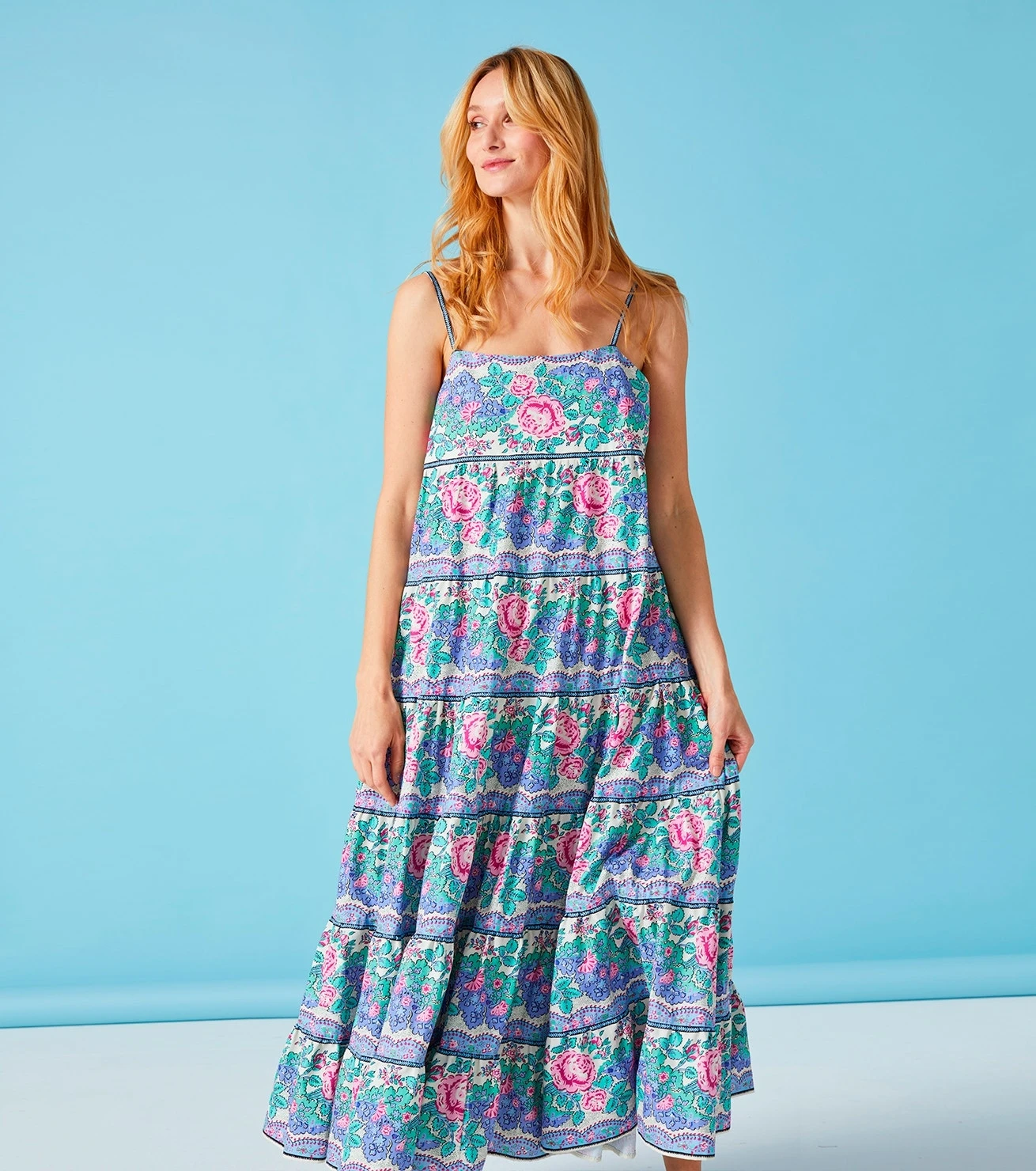 Robe MANOLA Frise Grosse Rose Lavande Céladon 2 Robe MANOLA Frise Grosse Rose Lavande Céladon – Image 2