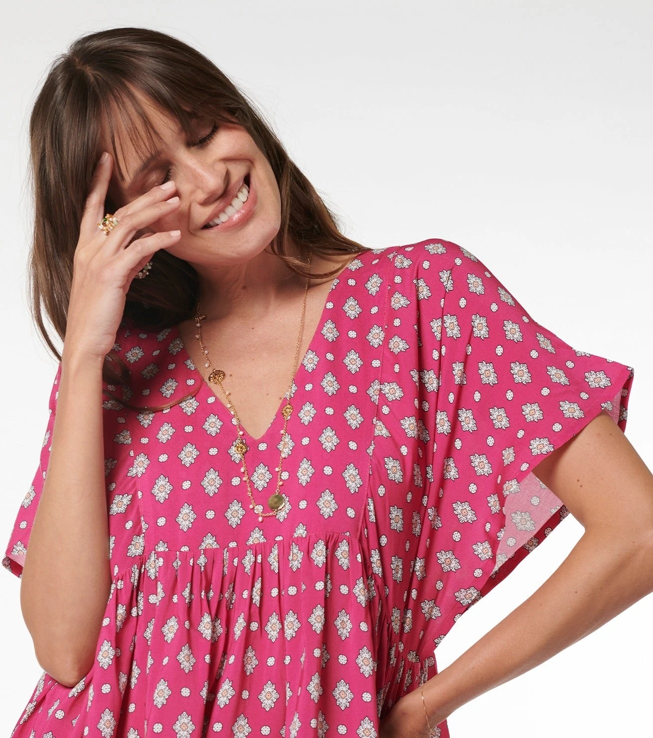 Robe KIKI Merveille Fuchsia Corail 2 Robe KIKI Merveille Fuchsia Corail – Image 2