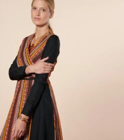 Robe NORINE Farandole Rayure Orange Noir 8 Robe NORINE Farandole Rayure Orange Noir -Mode Vêtements Magasin robe norine