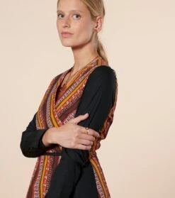 Robe NORINE Farandole Rayure Orange Noir