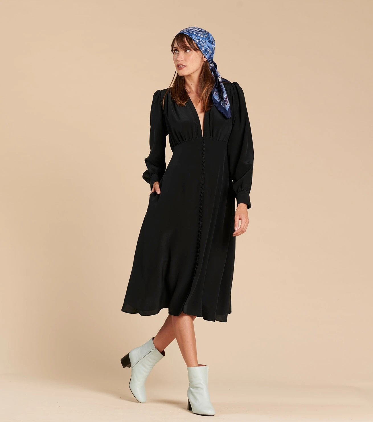 Robe PALOMA Crêpe De Soie Noir 1 Robe PALOMA Crêpe De Soie Noir