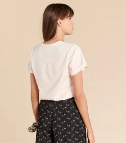 Tee-shirt MELODIE Broderie Scarabée Rose -Mode Vêtements Magasin t shirt melodie rose.1