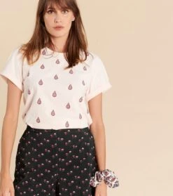 Tee-shirt MELODIE Broderie Scarabée Rose