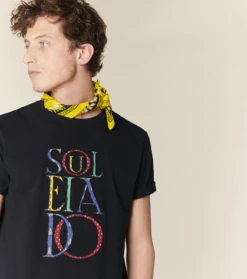 Tee-shirt OLIVIER Noir Patchwork Souleiado -Mode Vêtements Magasin t shirt olivier noir.1png