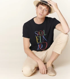 Tee-shirt OLIVIER Noir Patchwork Souleiado