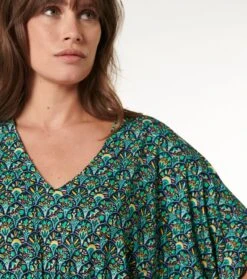 Blouse TAMARA Bouquet Bucolique Noir Turquoise