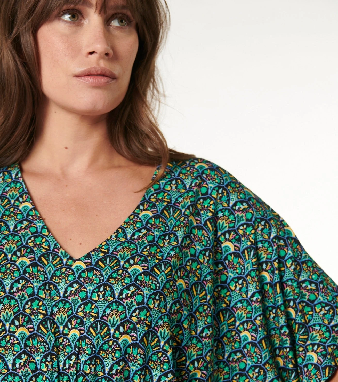 Blouse TAMARA Bouquet Bucolique Noir Turquoise 1 Blouse TAMARA Bouquet Bucolique Noir Turquoise